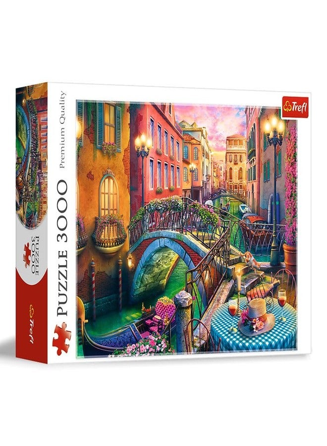 تريفل أحجية تريفيل "أمسية في البندقية" 3000 قطعة، طباعة حمراء 46 بوصة × 33 بوصة، أحجية تركيبية، متعة إبداعية، أحجية كلاسيكية للكبار والصغار من سن 15 عامًا - Image 1